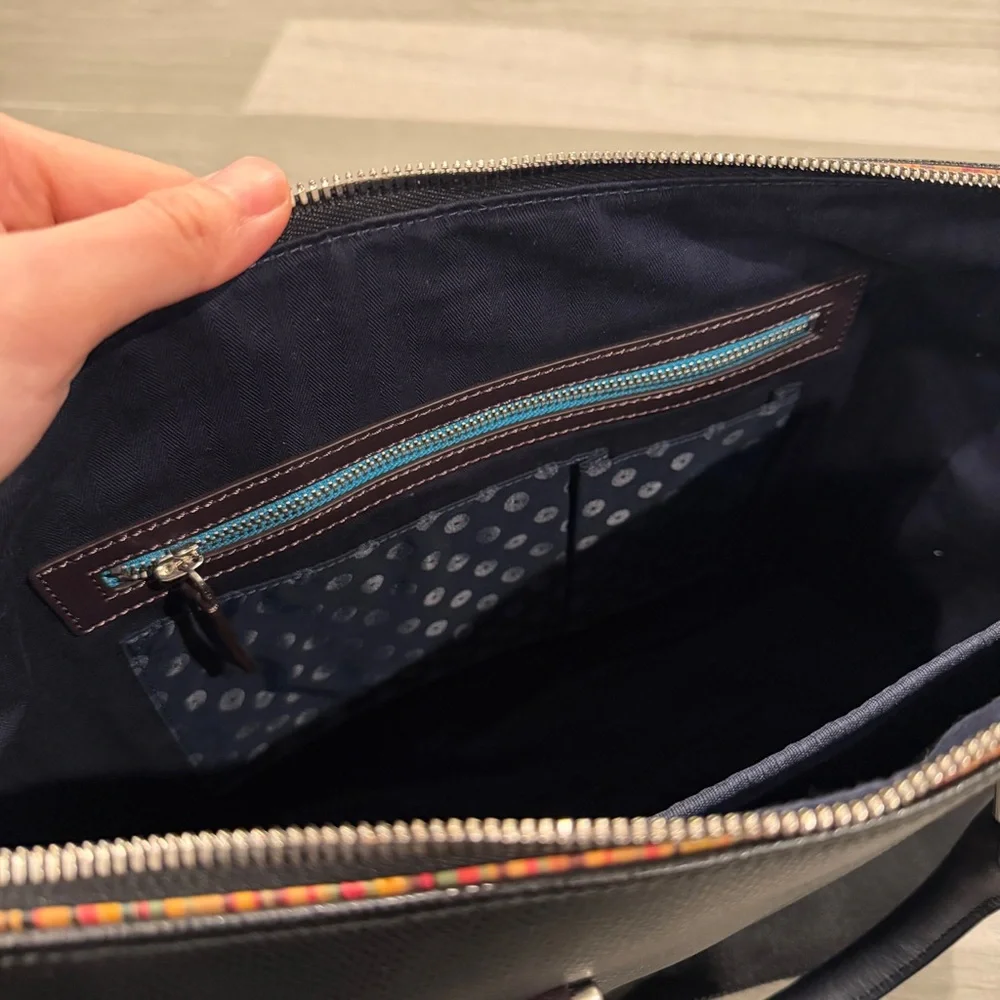 Paul Smith Black Pebbled Leather Slim Folio Briefcase Laptop Bag
